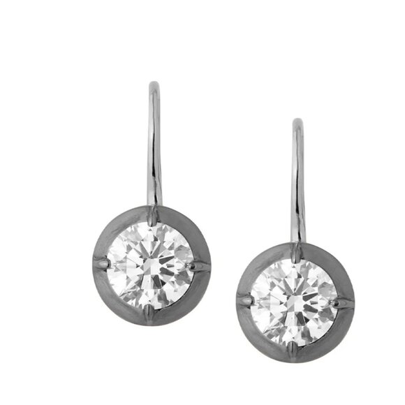 DORSEY LUCIEN WHITE SAPPHIRE LEVERBACK EARRINGS - SILVER - Picture 1 of 4